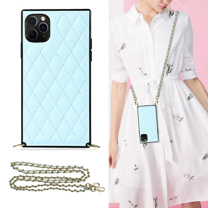 Elegant Rhombic Pattern Microfiber Leather +TPU Shockproof Case with Crossbody Strap Chain, For iPhone SE 2022 / SE 2020 / 8 / 7, For iPhone 8 Plus / 7 Plus, For iPhone X / XS, For iPhone XR, For iPhone XS Max, For iPhone 11, For iPhone 11 Pro         ...