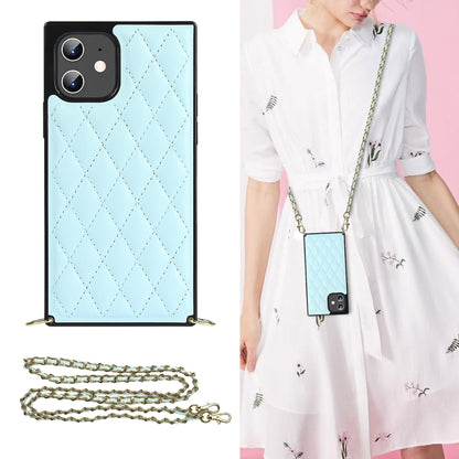 Elegant Rhombic Pattern Microfiber Leather +TPU Shockproof Case with Crossbody Strap Chain, For iPhone 12 mini, For iPhone 12 / 12 Pro, For iPhone 12 Pro Max