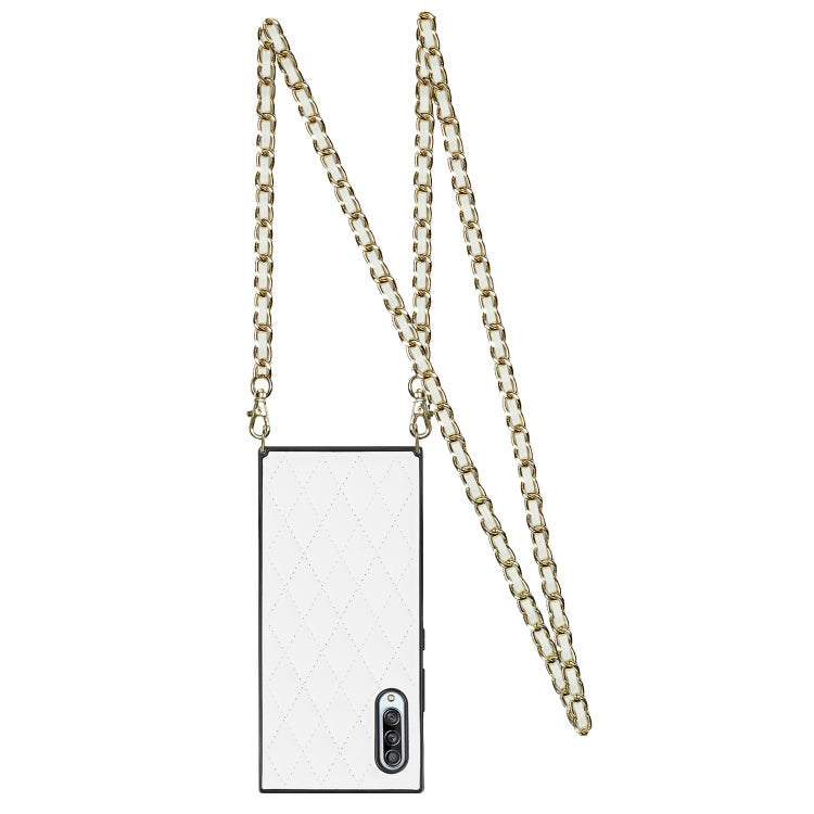 Elegant Rhombic Pattern Microfiber Leather +TPU Shockproof Case with Crossbody Strap Chain, For Samsung Galaxy A90 5G, For Samsung Galaxy Note10+, For Samsung Galaxy Note20 Ultra, For Samsung Galaxy S9+, For Samsung Galaxy S10, For Samsung Galaxy S10+ ...