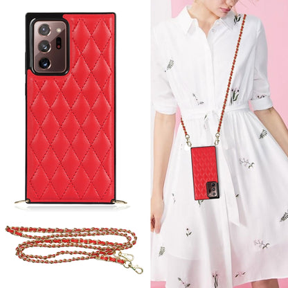 Elegant Rhombic Pattern Microfiber Leather +TPU Shockproof Case with Crossbody Strap Chain, For Samsung Galaxy A90 5G, For Samsung Galaxy Note10+, For Samsung Galaxy Note20 Ultra, For Samsung Galaxy S9+, For Samsung Galaxy S10, For Samsung Galaxy S10+ ...