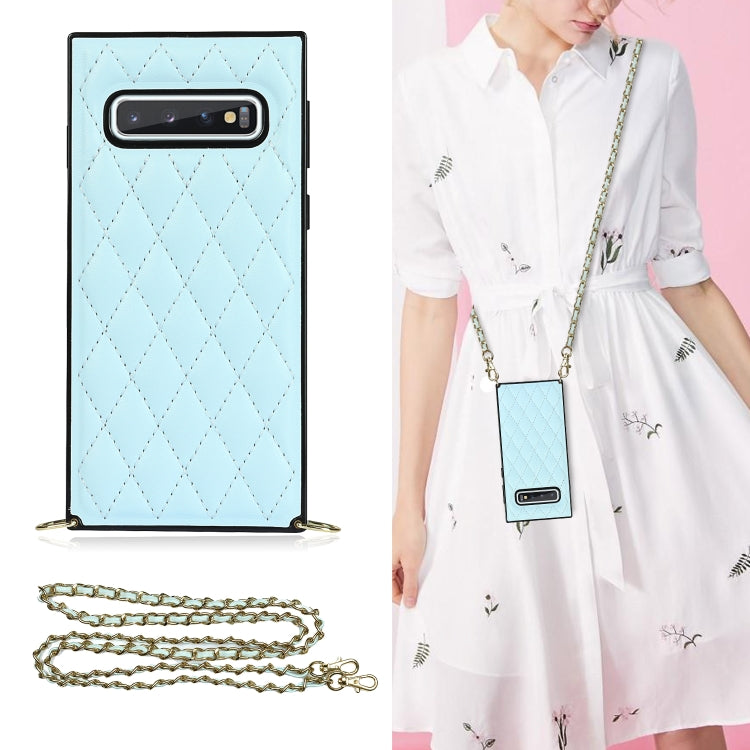 Elegant Rhombic Pattern Microfiber Leather +TPU Shockproof Case with Crossbody Strap Chain, For Samsung Galaxy A90 5G, For Samsung Galaxy Note10+, For Samsung Galaxy Note20 Ultra, For Samsung Galaxy S9+, For Samsung Galaxy S10, For Samsung Galaxy S10+ ...