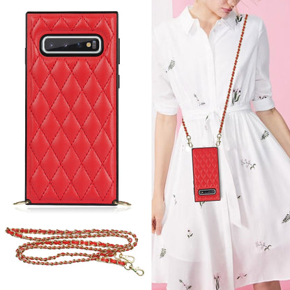 Elegant Rhombic Pattern Microfiber Leather +TPU Shockproof Case with Crossbody Strap Chain, For Samsung Galaxy A90 5G, For Samsung Galaxy Note10+, For Samsung Galaxy Note20 Ultra, For Samsung Galaxy S9+, For Samsung Galaxy S10, For Samsung Galaxy S10+ ...