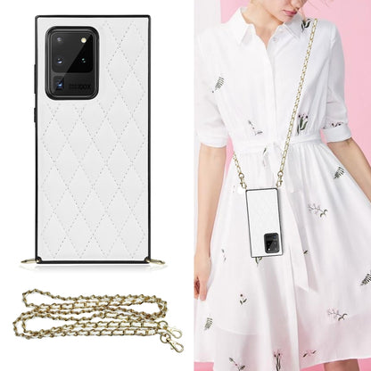 Elegant Rhombic Pattern Microfiber Leather +TPU Shockproof Case with Crossbody Strap Chain, For Samsung Galaxy A90 5G, For Samsung Galaxy Note10+, For Samsung Galaxy Note20 Ultra, For Samsung Galaxy S9+, For Samsung Galaxy S10, For Samsung Galaxy S10+ ...