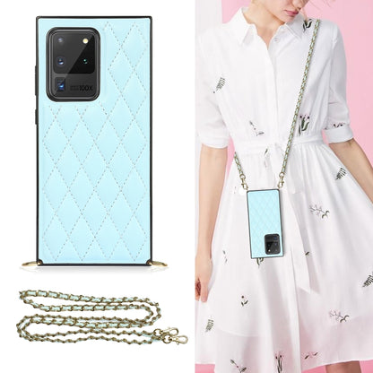 Elegant Rhombic Pattern Microfiber Leather +TPU Shockproof Case with Crossbody Strap Chain, For Samsung Galaxy A90 5G, For Samsung Galaxy Note10+, For Samsung Galaxy Note20 Ultra, For Samsung Galaxy S9+, For Samsung Galaxy S10, For Samsung Galaxy S10+ ...