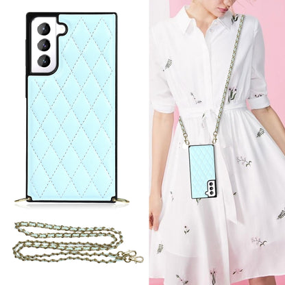 Elegant Rhombic Pattern Microfiber Leather +TPU Shockproof Case with Crossbody Strap Chain, For Samsung Galaxy S20, For Samsung Galaxy S20+, For Samsung Galaxy S21 5G, For Samsung Galaxy S21+ 5G