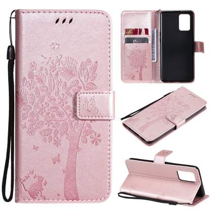 Tree & Cat Pattern Pressed Printing Horizontal Flip PU Leather Case with Holder & Card Slots & Wallet & Lanyard, For LG Stylo 7 5G / 4G, For OPPO F19 / A74 4G, For OPPO A93 5G / A74 5G, For OPPO A94 4G / F19 Pro / Reno 5F