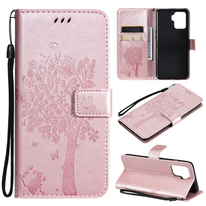 Tree & Cat Pattern Pressed Printing Horizontal Flip PU Leather Case with Holder & Card Slots & Wallet & Lanyard, For LG Stylo 7 5G / 4G, For OPPO F19 / A74 4G, For OPPO A93 5G / A74 5G, For OPPO A94 4G / F19 Pro / Reno 5F