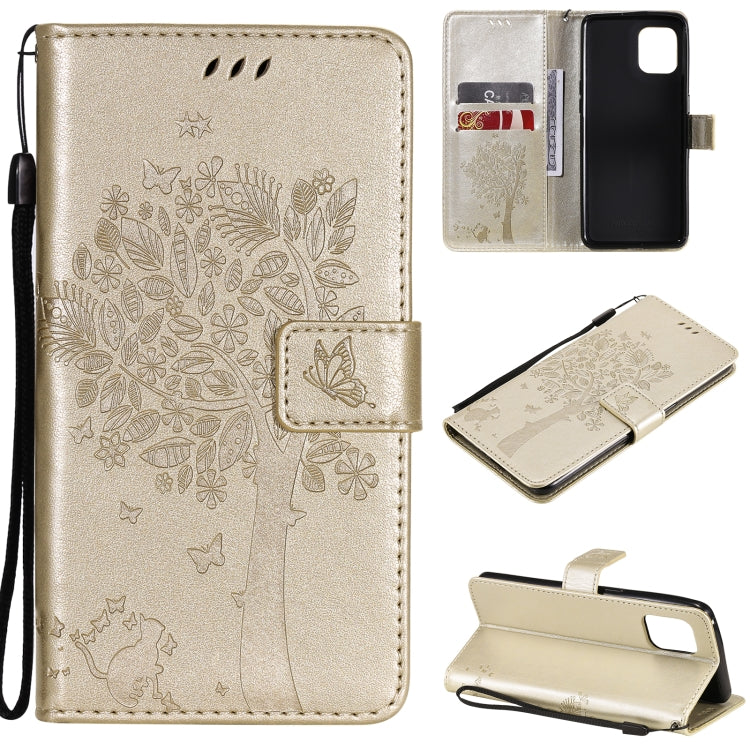 Tree & Cat Pattern Pressed Printing Horizontal Flip PU Leather Case with Holder & Card Slots & Wallet & Lanyard, For OPPO Reno5 Pro+ 5G / Find X3 Neo, For OPPO Find X3 / X3 Pro, For OPPO Realme 8 4G / Realme 8 Pro 4G, For OPPO Realme V13 5G / Realme 8 5G