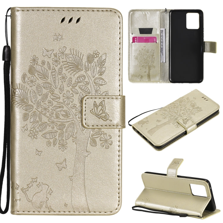 Tree & Cat Pattern Pressed Printing Horizontal Flip PU Leather Case with Holder & Card Slots & Wallet & Lanyard, For OPPO Reno5 Pro+ 5G / Find X3 Neo, For OPPO Find X3 / X3 Pro, For OPPO Realme 8 4G / Realme 8 Pro 4G, For OPPO Realme V13 5G / Realme 8 5G