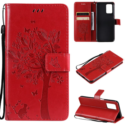 Tree & Cat Pattern Pressed Printing Horizontal Flip PU Leather Case with Holder & Card Slots & Wallet & Lanyard, For OPPO Reno5 Pro+ 5G / Find X3 Neo, For OPPO Find X3 / X3 Pro, For OPPO Realme 8 4G / Realme 8 Pro 4G, For OPPO Realme V13 5G / Realme 8 5G