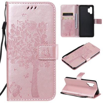 Tree & Cat Pattern Pressed Printing Horizontal Flip PU Leather Case with Holder & Card Slots & Wallet & Lanyard, For Xiaomi Redmi Note 10 4G, For Xiaomi Redmi Note 10 Pro, For Samsung Galaxy A32 4G, For Samsung Galaxy S21 FE