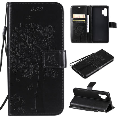 Tree & Cat Pattern Pressed Printing Horizontal Flip PU Leather Case with Holder & Card Slots & Wallet & Lanyard, For Xiaomi Redmi Note 10 4G, For Xiaomi Redmi Note 10 Pro, For Samsung Galaxy A32 4G, For Samsung Galaxy S21 FE