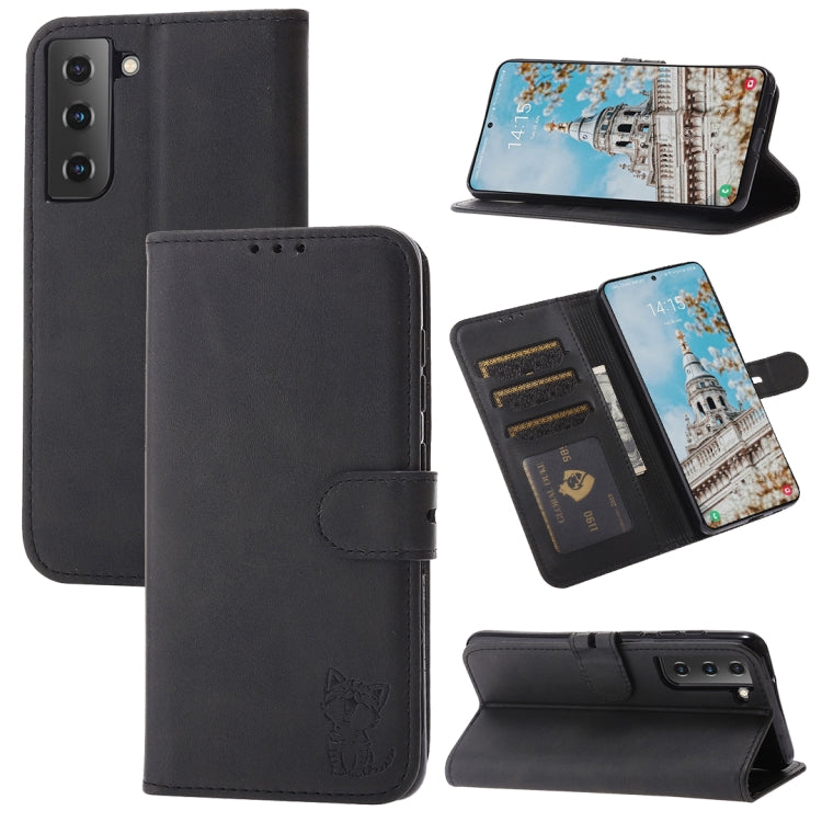 Embossed Happy Cat Pattern Horizontal Flip Leather Case with Holder & Card Slots & Wallet, For Samsung Galaxy S21 FE, For Samsung Galaxy A12, For Samsung Galaxy A22 4G, For Samsung Galaxy A22 5G EU Version, For Samsung Galaxy A32 4G                    ...