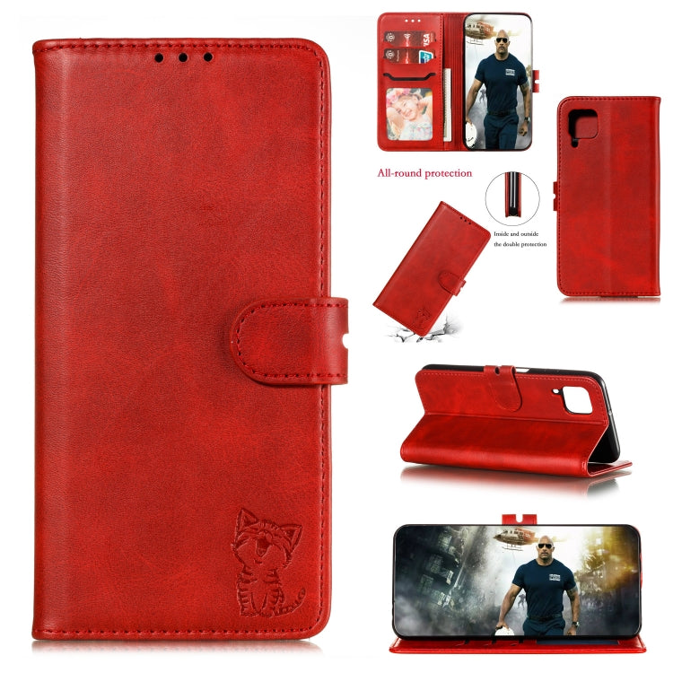 Embossed Happy Cat Pattern Horizontal Flip Leather Case with Holder & Card Slots & Wallet, For Samsung Galaxy S21 FE, For Samsung Galaxy A12, For Samsung Galaxy A22 4G, For Samsung Galaxy A22 5G EU Version, For Samsung Galaxy A32 4G                    ...