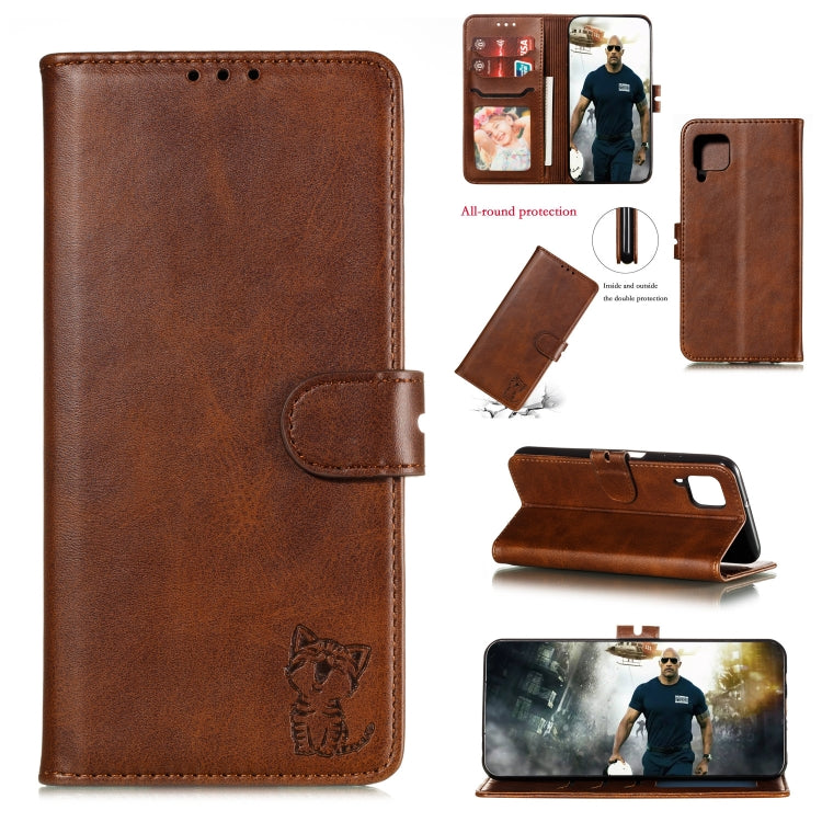 Embossed Happy Cat Pattern Horizontal Flip Leather Case with Holder & Card Slots & Wallet, For Samsung Galaxy S21 FE, For Samsung Galaxy A12, For Samsung Galaxy A22 4G, For Samsung Galaxy A22 5G EU Version, For Samsung Galaxy A32 4G                    ...