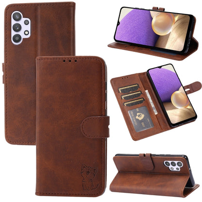 Embossed Happy Cat Pattern Horizontal Flip Leather Case with Holder & Card Slots & Wallet, For Samsung Galaxy S21 FE, For Samsung Galaxy A12, For Samsung Galaxy A22 4G, For Samsung Galaxy A22 5G EU Version, For Samsung Galaxy A32 4G                    ...