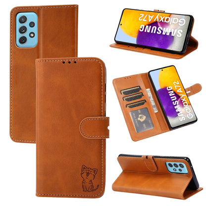 Embossed Happy Cat Pattern Horizontal Flip Leather Case with Holder & Card Slots & Wallet, For Samsung Galaxy S21 FE, For Samsung Galaxy A12, For Samsung Galaxy A22 4G, For Samsung Galaxy A22 5G EU Version, For Samsung Galaxy A32 4G                    ...