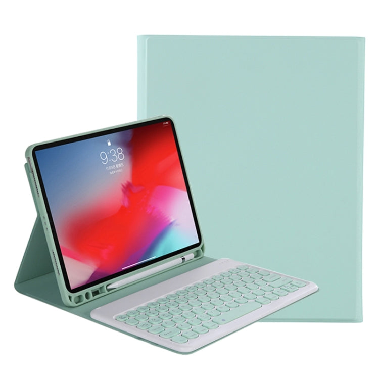 Y-C11B 2021 Detachable Candy Color Skin Texture Round Keycap Bluetooth Keyboard Leather Case with Pen Slot & Stand, For iPad Pro 11 2021 / Air4 / Air5 / Pro 11