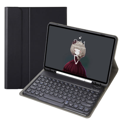 YA11B 2021 Detachable Lambskin Texture Round Keycap Bluetooth Keyboard Leather Case with Pen Slot & Stand, For iPad Pro 11 2021 / Air4 / Air5 / Pro 11