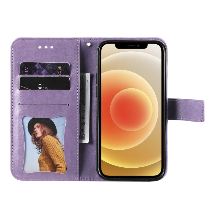7-petal Flowers Embossing Pattern Horizontal Flip PU Leather Case with Holder & Card Slots & Wallet & Photo Frame, For iPhone 11, For iPhone 11 Pro, For iPhone 11 Pro Max, For iPhone 12 mini, For iPhone 12 / 12 Pro, For iPhone 12 Pro Max