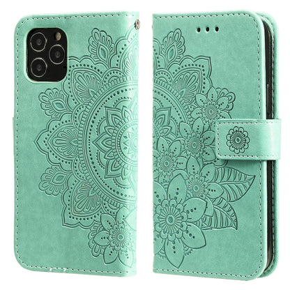 7-petal Flowers Embossing Pattern Horizontal Flip PU Leather Case with Holder & Card Slots & Wallet & Photo Frame, For iPhone 11, For iPhone 11 Pro, For iPhone 11 Pro Max, For iPhone 12 mini, For iPhone 12 / 12 Pro, For iPhone 12 Pro Max
