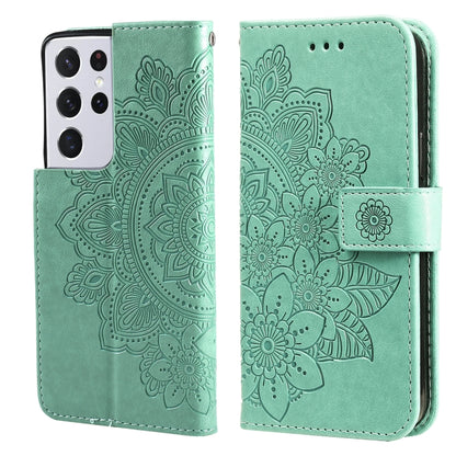 7-petal Flowers Embossing Pattern Horizontal Flip PU Leather Case with Holder & Card Slots & Wallet & Photo Frame, For Samsung Galaxy S21 Ultra 5G, For Samsung Galaxy S21 5G, For Samsung Galaxy S21 FE, For Samsung Galaxy S21+ 5G, For Samsung Galaxy A02...