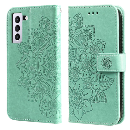 7-petal Flowers Embossing Pattern Horizontal Flip PU Leather Case with Holder & Card Slots & Wallet & Photo Frame, For Samsung Galaxy S21 Ultra 5G, For Samsung Galaxy S21 5G, For Samsung Galaxy S21 FE, For Samsung Galaxy S21+ 5G, For Samsung Galaxy A02...