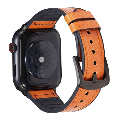 Crazy Horse Texture Leather Replacement Watchbands For Apple Watch Series, 7 45mm / 6 & SE & 5 & 4 44mm / 3 & 2 & 1 42mm, 7 41mm / 6 & SE & 5 & 4 40mm / 3 & 2 & 1 38mm