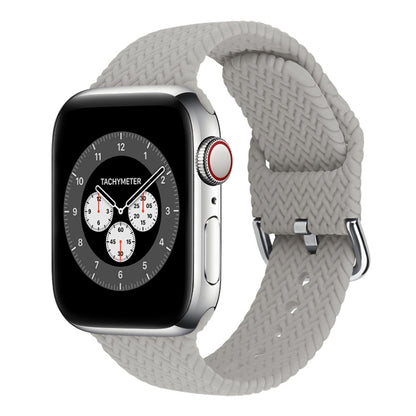 Braided Silicone Replacement Watchbands with Buckle For Apple Watch Series, 7 45mm / 6 & SE & 5 & 4 44mm / 3 & 2 & 1 42mm, 7 41mm / 6 & SE & 5 & 4 40mm / 3 & 2 & 1 38mm
