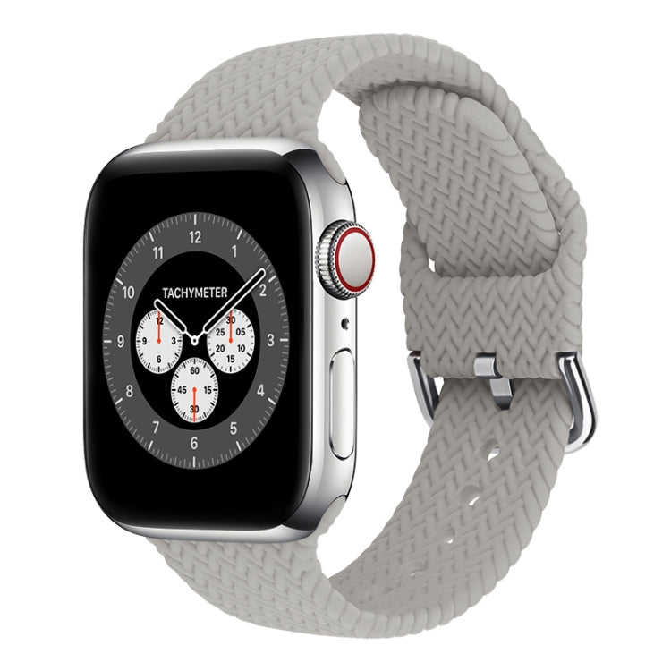 Braided Silicone Replacement Watchbands with Buckle For Apple Watch Series, 7 45mm / 6 & SE & 5 & 4 44mm / 3 & 2 & 1 42mm, 7 41mm / 6 & SE & 5 & 4 40mm / 3 & 2 & 1 38mm