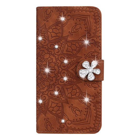 Calf Pattern Diamond Mandala Double Folding Design Embossed Leather Case with Wallet & Holder & Card Slots, For Galaxy A80 / A90