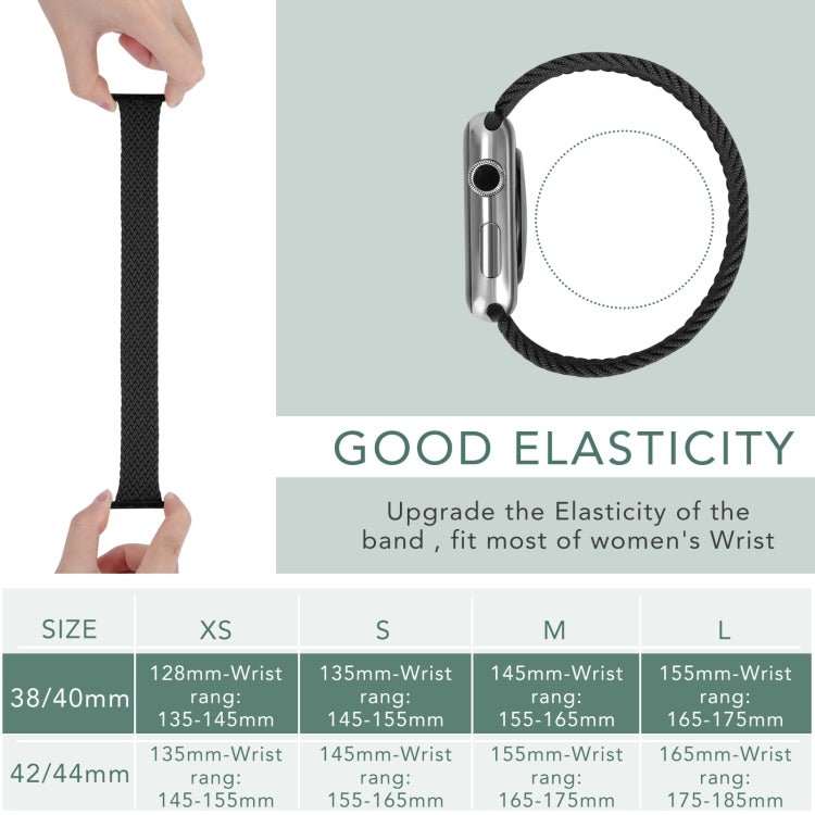 Metal Head Braided Nylon Solid Color Replacement Strap Watchband For Apple Watch Series 6 & SE & 5 & 4 40mm / 3 & 2 & 1 38mm, L 155mm