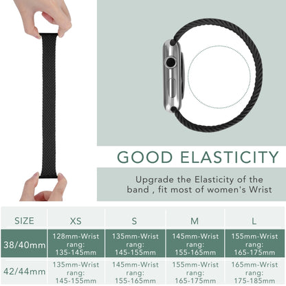 Metal Head Braided Nylon Solid Color Replacement Strap Watchband For Apple Watch Series 6 & SE & 5 & 4 44mm / 3 & 2 & 1 42mm, XS 135mm, S 145mm, M 155mm
