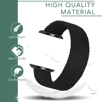 Metal Head Braided Nylon Solid Color Replacement Strap Watchband For Apple Watch Series 6 & SE & 5 & 4 44mm / 3 & 2 & 1 42mm, L 165mm