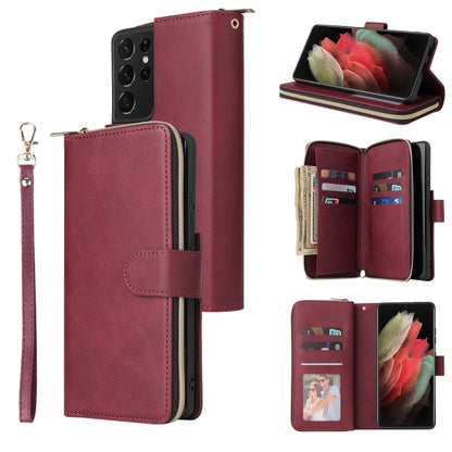 Zipper Wallet Bag Horizontal Flip PU Leather Case with Holder & 9 Card Slots & Wallet & Lanyard & Photo Frame, For Samsung Galaxy A12 5G, For Samsung Galaxy A52 5G, For Samsung Galaxy A72 5G, For Samsung Galaxy S21, For Samsung Galaxy S21 FE           ...