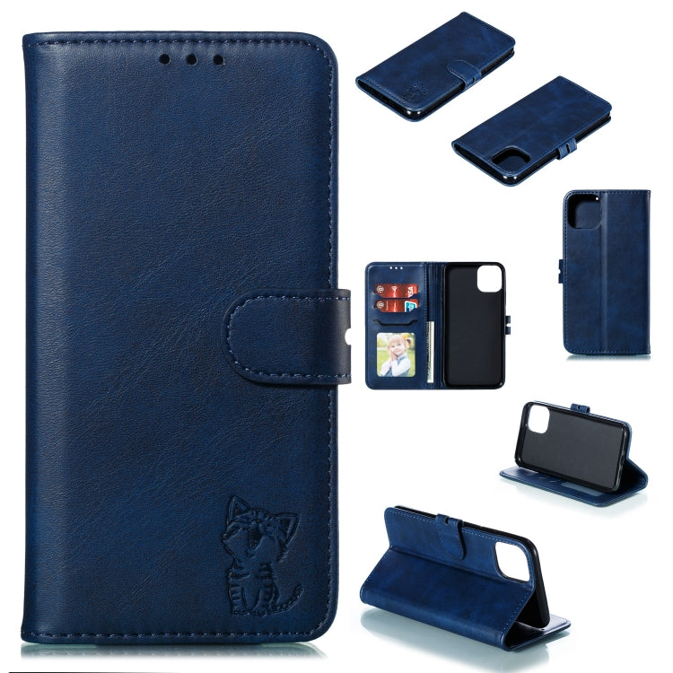 Embossed Happy Cat Pattern Horizontal Flip Leather Case with Holder & Card Slots & Wallet, For iPhone 13 mini, For iPhone 13, For iPhone 13 Pro, For iPhone 13 Pro Max