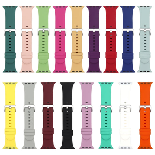 Silver Buckle Silicone Replacement Strap Watchband, For Apple Watch Series 7  41mm / & 6 & SE & 5 & 4 40mm, For Apple Watch Series  7  45mm / & 6 & SE & 5 & 4 44mm