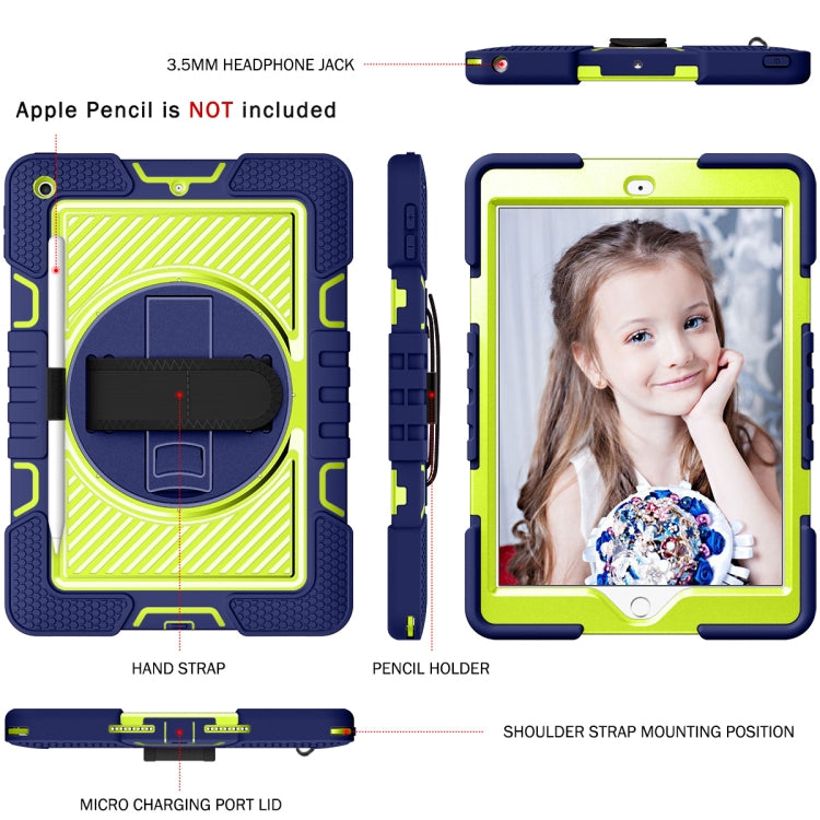 360 Degree Rotation Contrast Color Shockproof Silicone + PC Case with Holder & Hand Grip Strap & Shoulder Strap, For iPad 9.7 2018 / 2017, For iPad 10.2 2021 / 2020 / 2019, For iPad 10.9 / Pro 11 2020 / 2021 / 2018                                      ...