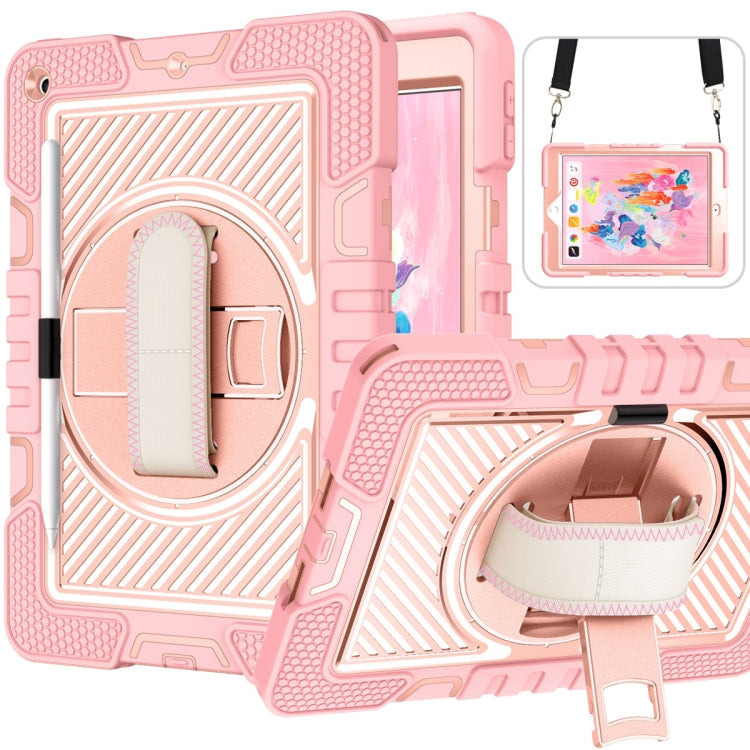 360 Degree Rotation Contrast Color Shockproof Silicone + PC Case with Holder & Hand Grip Strap & Shoulder Strap, For iPad 9.7 2018 / 2017, For iPad 10.2 2021 / 2020 / 2019, For iPad 10.9 / Pro 11 2020 / 2021 / 2018                                      ...