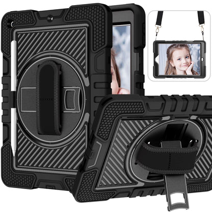360 Degree Rotation Contrast Color Shockproof Silicone + PC Case with Holder & Hand Grip Strap & Shoulder Strap, For iPad 9.7 2018 / 2017, For iPad 10.2 2021 / 2020 / 2019, For iPad 10.9 / Pro 11 2020 / 2021 / 2018                                      ...