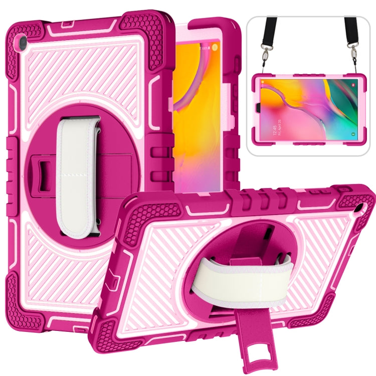 360 Degree Rotation Contrast Color Shockproof Silicone + PC Case with Holder & Hand Grip Strap & Shoulder Strap, For iPad 9.7 2018 / 2017, For iPad 10.2 2021 / 2020 / 2019, For iPad 10.9 / Pro 11 2020 / 2021 / 2018                                      ...