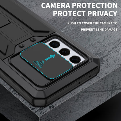 R-JUST Sliding Lens Cover Shockproof Dustproof Waterproof Metal + Silicone Case with Invisible Holder, For Samsung Galaxy S21 Ultra 5G