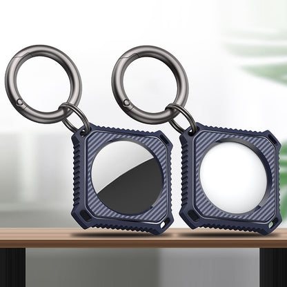Four Square Carbon Fiber Case with Keychain Ring For AirTag 2nd Gen / AirTag 1st Gen