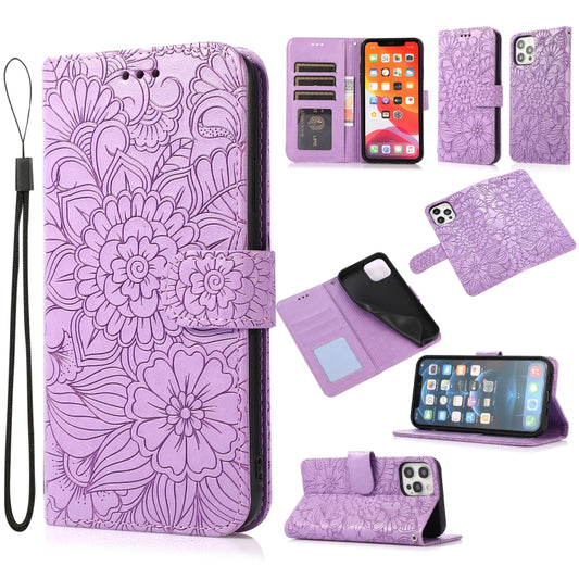 Skin Feel Embossed Sunflower Horizontal Flip Leather Case with Holder & Card Slots & Wallet & Lanyard, For iPhone 12, For iPhone 12 Mini, For iPhone 12 Pro, For iPhone 12 Pro Max, For iPhone 11 Pro Max, For iPhone 11 Pro, For iPhone 11, For iPhone XR