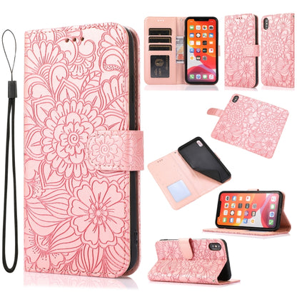 Skin Feel Embossed Sunflower Horizontal Flip Leather Case with Holder & Card Slots & Wallet & Lanyard, For iPhone X / XS, For iPhone XS Max, For iPhone 6 / 6s, For iPhone 6 Plus / 6s Plus, For iPhone 7 Plus / 8 Plus, For iPhone 7 / 8 / SE(2020)