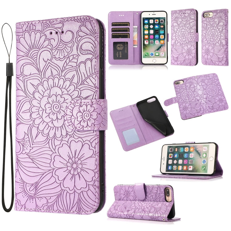Skin Feel Embossed Sunflower Horizontal Flip Leather Case with Holder & Card Slots & Wallet & Lanyard, For iPhone X / XS, For iPhone XS Max, For iPhone 6 / 6s, For iPhone 6 Plus / 6s Plus, For iPhone 7 Plus / 8 Plus, For iPhone 7 / 8 / SE(2020)