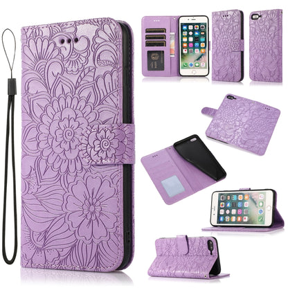 Skin Feel Embossed Sunflower Horizontal Flip Leather Case with Holder & Card Slots & Wallet & Lanyard, For iPhone X / XS, For iPhone XS Max, For iPhone 6 / 6s, For iPhone 6 Plus / 6s Plus, For iPhone 7 Plus / 8 Plus, For iPhone 7 / 8 / SE(2020)