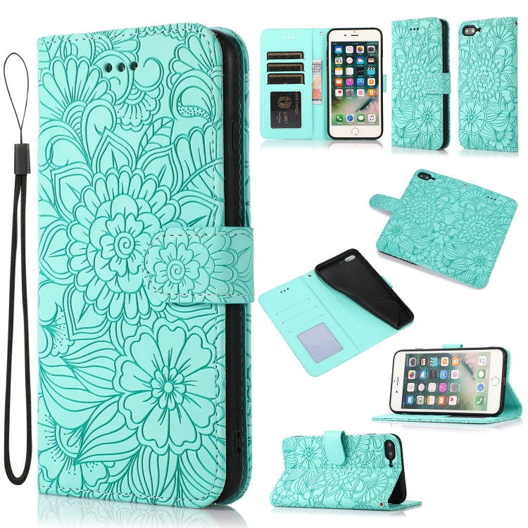 Skin Feel Embossed Sunflower Horizontal Flip Leather Case with Holder & Card Slots & Wallet & Lanyard, For iPhone X / XS, For iPhone XS Max, For iPhone 6 / 6s, For iPhone 6 Plus / 6s Plus, For iPhone 7 Plus / 8 Plus, For iPhone 7 / 8 / SE(2020)