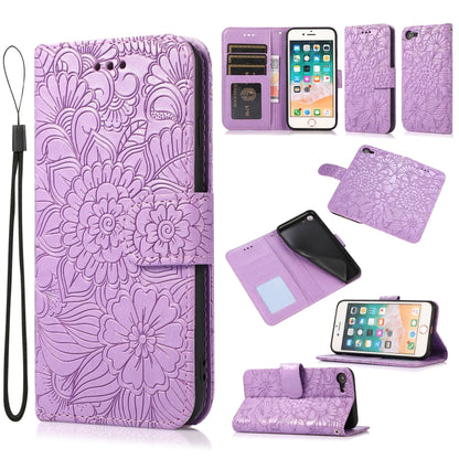 Skin Feel Embossed Sunflower Horizontal Flip Leather Case with Holder & Card Slots & Wallet & Lanyard, For iPhone X / XS, For iPhone XS Max, For iPhone 6 / 6s, For iPhone 6 Plus / 6s Plus, For iPhone 7 Plus / 8 Plus, For iPhone 7 / 8 / SE(2020)