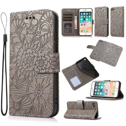 Skin Feel Embossed Sunflower Horizontal Flip Leather Case with Holder & Card Slots & Wallet & Lanyard, For iPhone X / XS, For iPhone XS Max, For iPhone 6 / 6s, For iPhone 6 Plus / 6s Plus, For iPhone 7 Plus / 8 Plus, For iPhone 7 / 8 / SE(2020)